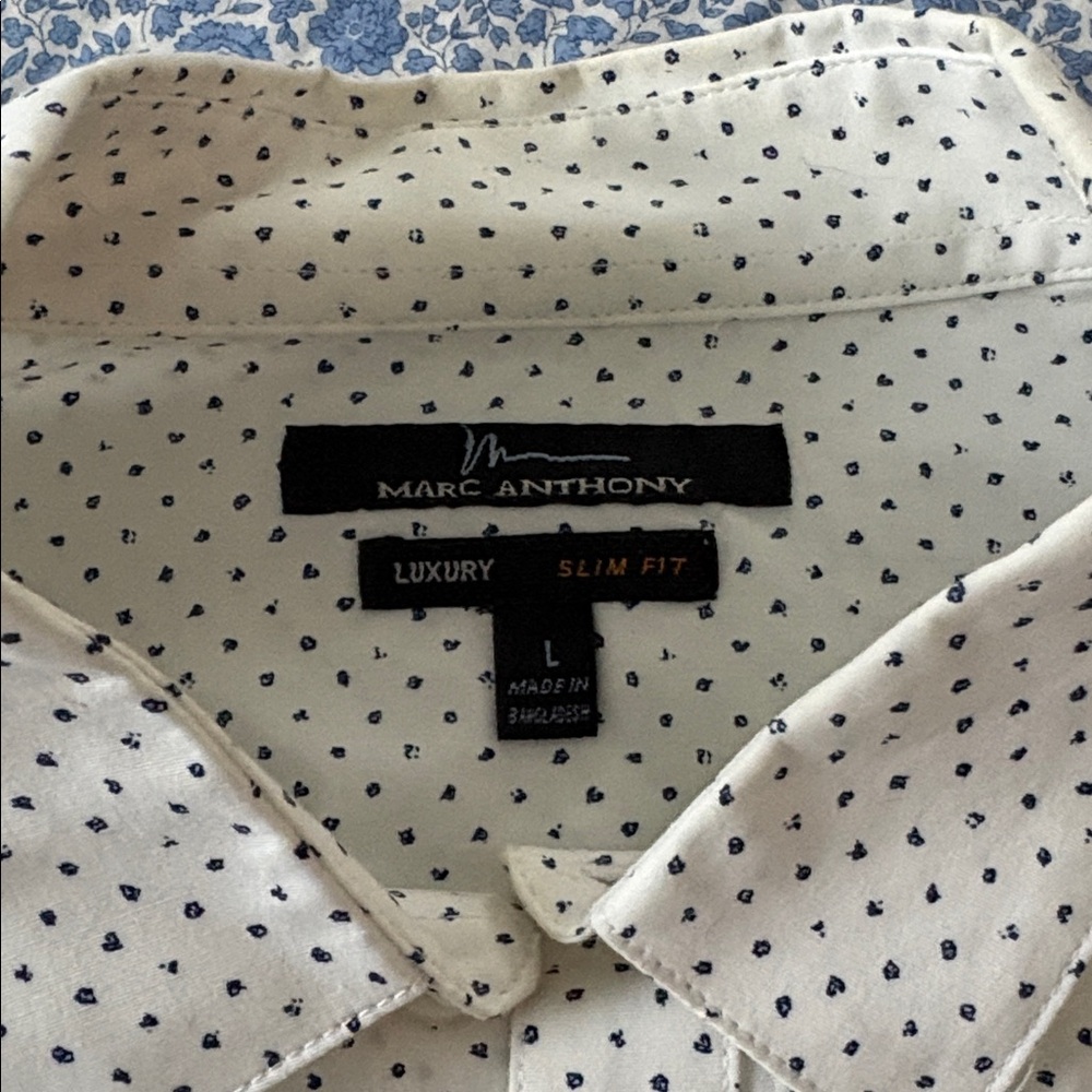 Marc Anthony White and Black Polka Dot Shirt